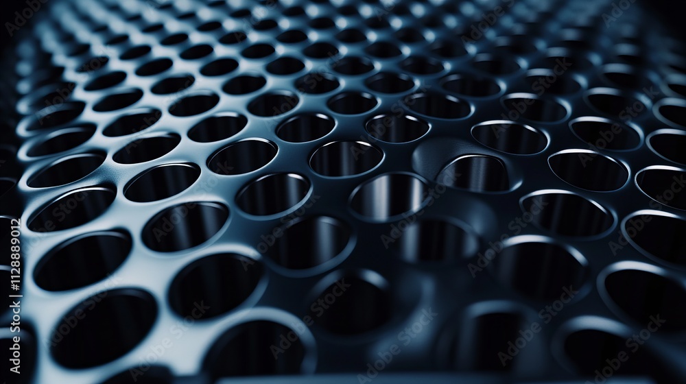 Aufkleber abstract close-up of perforated metal surface with circular holes, showcasing an intricate pattern a
