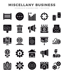 Miscellany Business Icon Pack 25 Vector Symbols for Web Design.