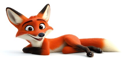 Obraz premium Adorable Sleeping Baby Fox Cartoon Illustration