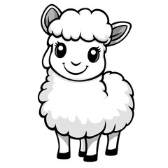 Fototapeta premium Cute cartoon lamb, fluffy white wool, big eyes, smiling.