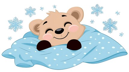 Cute Cartoon Illustration of a Cozy Little Fox