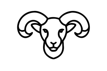 Stylized Ram's Head on White Background - Icon of Strength