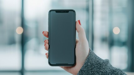 Professional Holding Phone in Business Environment