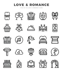 Love & Romance Lineal icons collection. Lineal icons pack. Vector illustration