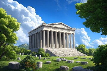 The view of the Temple of Artemis as it may have appeared in ancient times, digitally restored