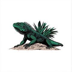 Obraz premium Cheerful Illustration of a Cute Lizard with Spikes