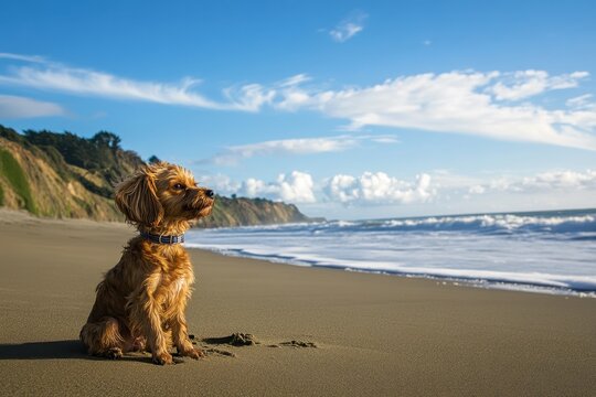 dog on the beach