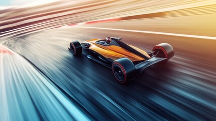 High-tech autonomous car racing, blending innovation with speed and precision. Robotic cars