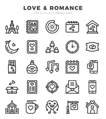 Set of Love & Romance icons in Lineal style. Lineal Icons symbol collection.