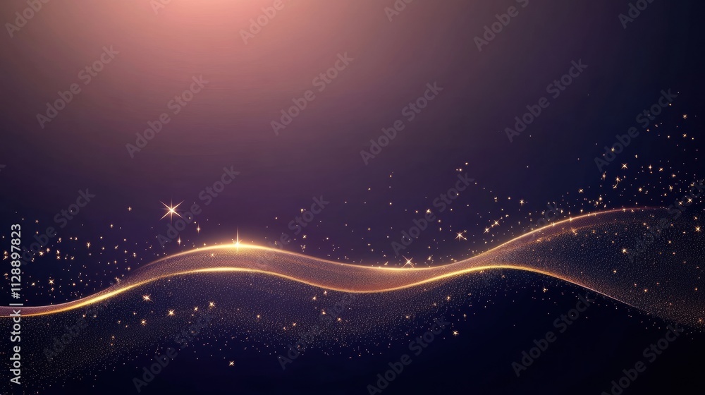 Aufkleber golden glitter takes the form of a flowing wave against a dark background, providing an elegant spot