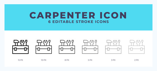 Carpenter icon vector for web. And mobile app. Editable stroke outline icon.