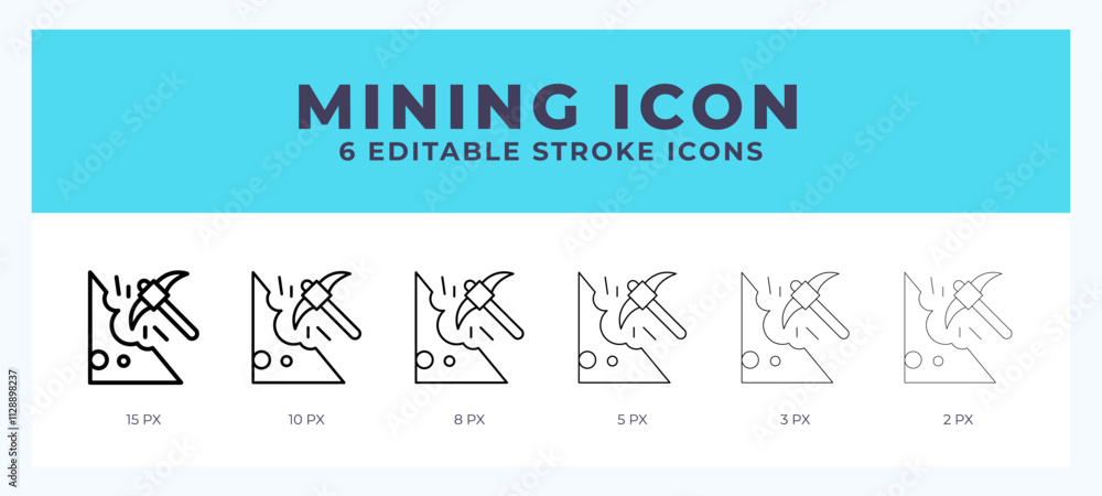 Poster mining icon. regular line. thin line. bold line. vector illustration.