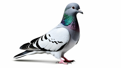 A grey pigeon isolated on white 