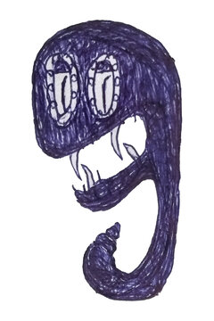 Pen hand drawn sketchy style snake isolated illustration