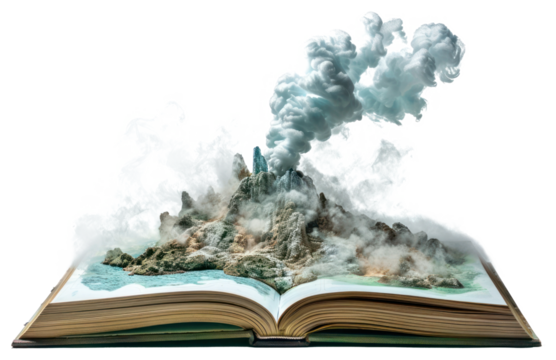 PNG Geyser erupting book rising scene.