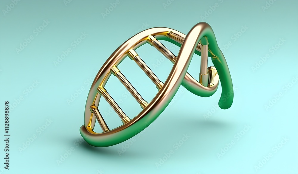 Poster 3d render of elegant twisted dna helix structure on smooth turquoise background for scientific and e