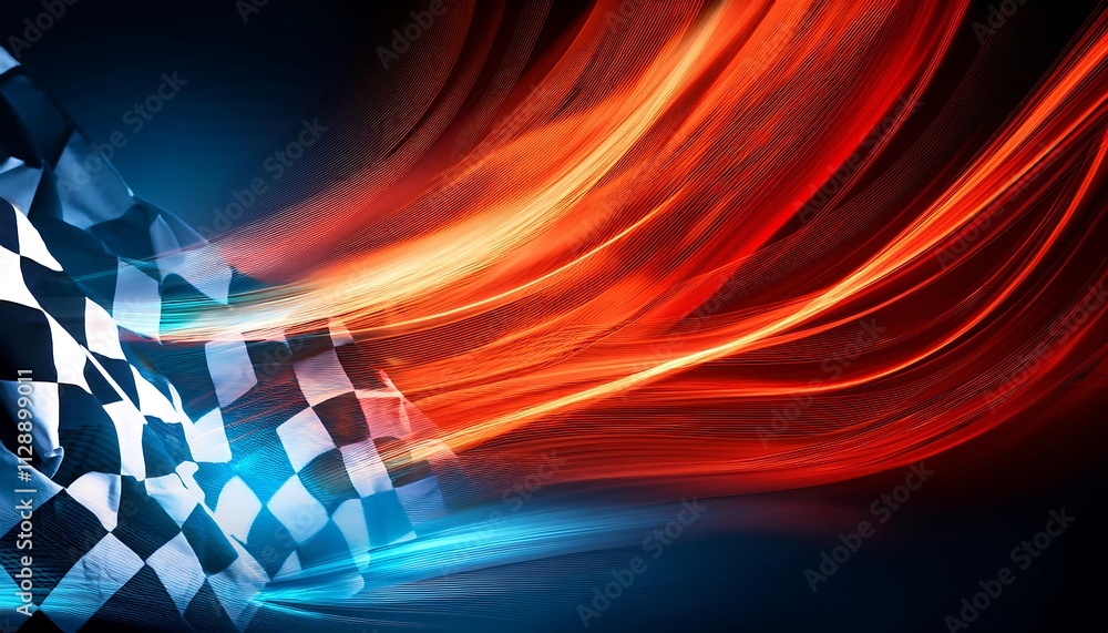 Poster Dynamic abstract design with racing checkered flag.