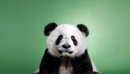 Obraz premium A cute panda with a green background.
