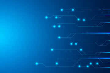 Abstract Blue Technology Background With Circuit Board. Vector Illustration. Wallpaper. Banner