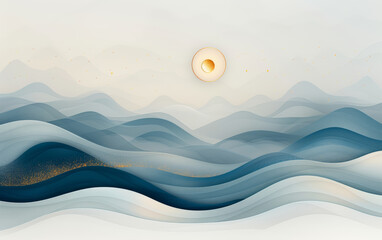 Traditional Chinese style of minimalist landscape painting art background
