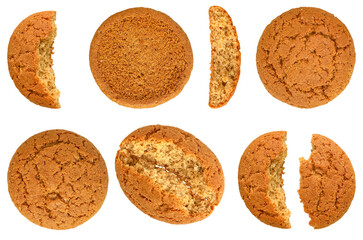 Fresh oatmeal cookies. Isolated on a transparent background.