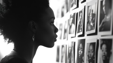 Person standing in front of a job listings board, scanning opportunities with a focused expression. The scene conveys the pursuit of career advancement and the search for meaningful employment.