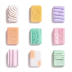 Colorful Sponge Set in Geometric Shapes for Dishwashing