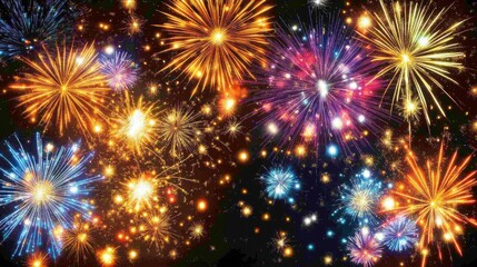 Fototapeta premium Colorful Fireworks Display at Night