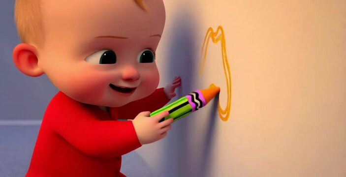 child drawing with paint