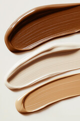 Close-Up of Foundation Swatches in Warm Neutral Gradient from Deep Tan to Light Beige