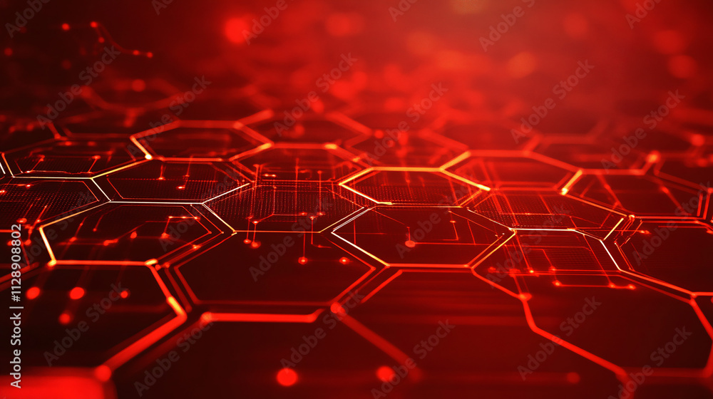 Aufkleber A futuristic red cyberspace background featuring digital connectors forming intricate patterns, evoking advanced technology and innovation.

