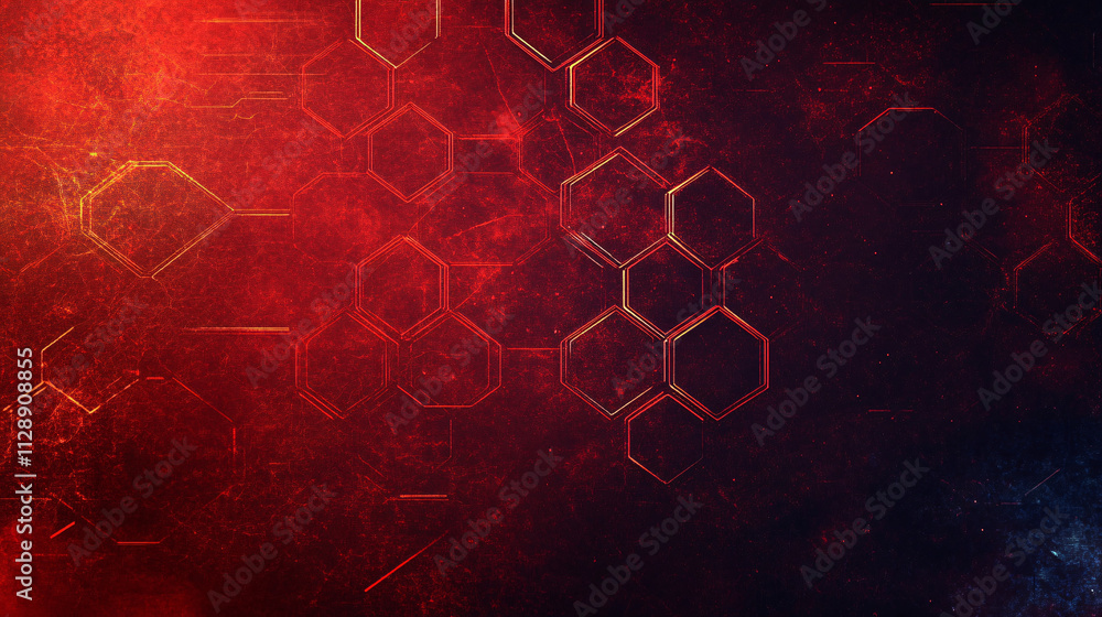 Aufkleber a futuristic red cyberspace background featuring digital connectors forming intricate patterns, evok