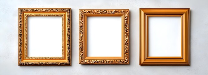 Elegant Empty Picture Frames for Stylish Home Decor on Smooth Wall Background