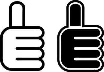 Thumbs up icon set, minimalistic black and white hand gestures, vector illustration for approval, agreement, like symbols, user interface, and graphic design elements