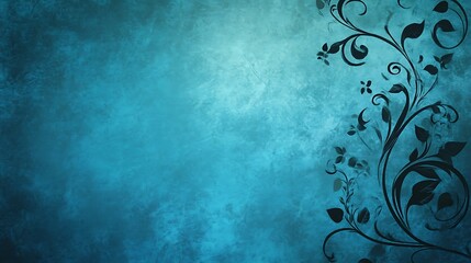 Teal Background With Dark Floral Design