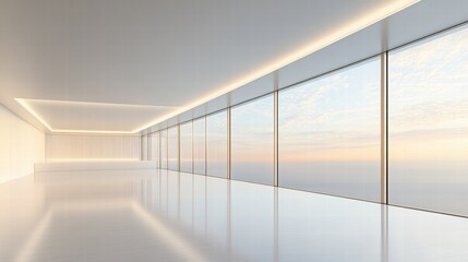 Obraz premium Minimalist Modern Office with Ocean View