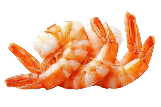 Shrimps. Prawns isolated on a White Background. Seafood