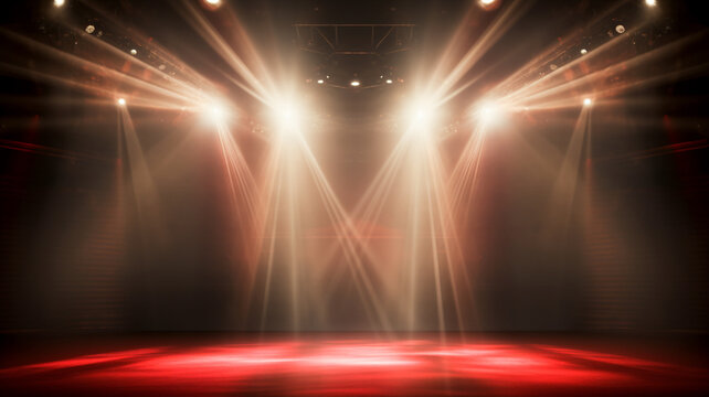 赤いスポットライトとステージ（１６：９）
