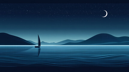 A simplistic flat graphic with dark blues and subtle white accents, creating a calm and professional aesthetic.


