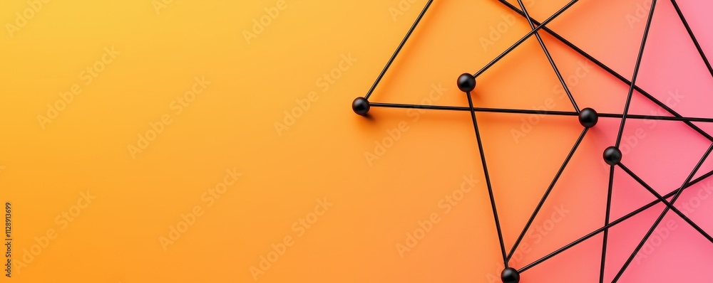 Aufkleber a colorful abstract design featuring interconnected lines and nodes against a vibrant orange and pin