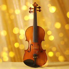 brown violin placed on a yellow background helps develop the mind, emotions, and music.