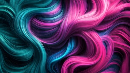 Obraz premium Vibrant teal and pink hair flowing in waves
