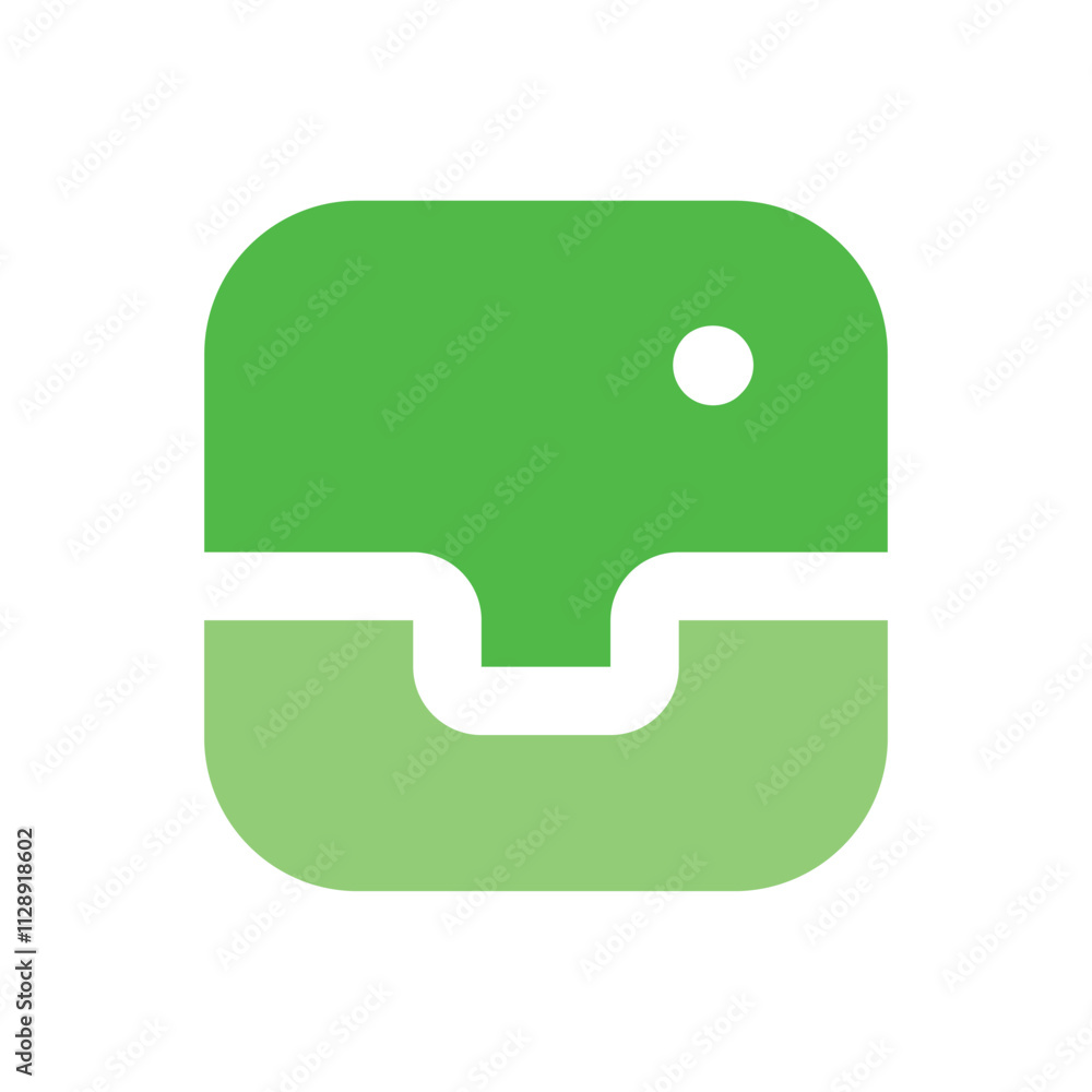 Poster abstract pixel art depiction of a simple green container or box