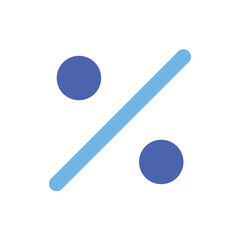 Stylized Percentage Symbol in Blue and Light Blue Hues