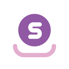 Pixelated Purple Orb with Central Symbol Resting on a Pink Base