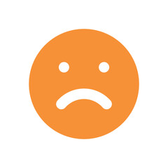 Pixelated Orange Circle with Minimalist Sad Face Emoji