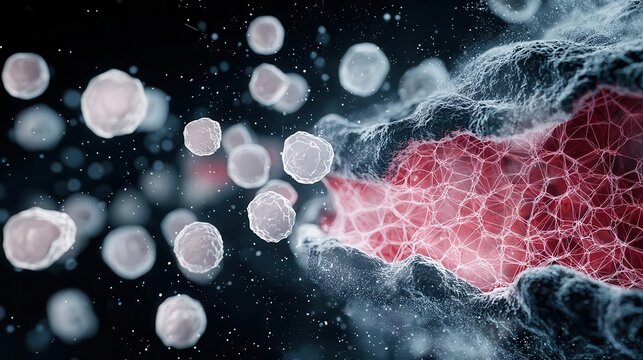 Highresolution image of polymer crystallization under a microscope, intricate molecular patterns