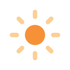 Pixelated Sun Icon: Red and Pink, Eight Rays, Simple Design