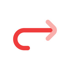 Pixelated Red Arrow Curving Right, Pointing Forward