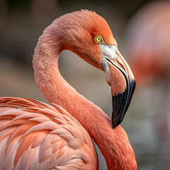 close up on beautiful flamingo